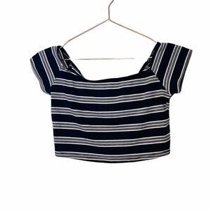 NWOT ANGL Kaanji Navy Striped Crop Top Large